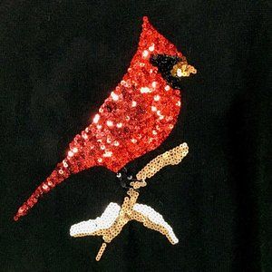 Westport 1962 Dress Barn Women’s Black Long Sleeve Top Sz 1X Red Sequin Cardinal